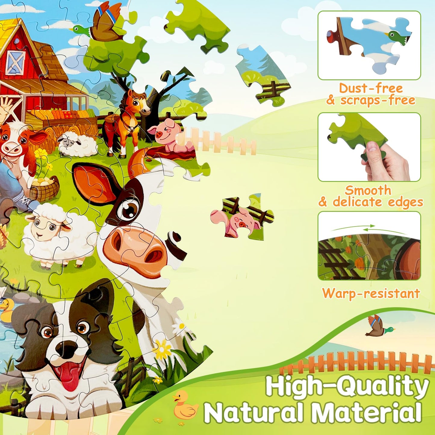 TALGIC Puzzles for Kids Ages 4-6, 70 Piece Round Floor Puzzles for Kids Ages 3-5 with Animals & Barn, Popular Educational Toys & Gift for 3 4 5 6 7 8 9 10