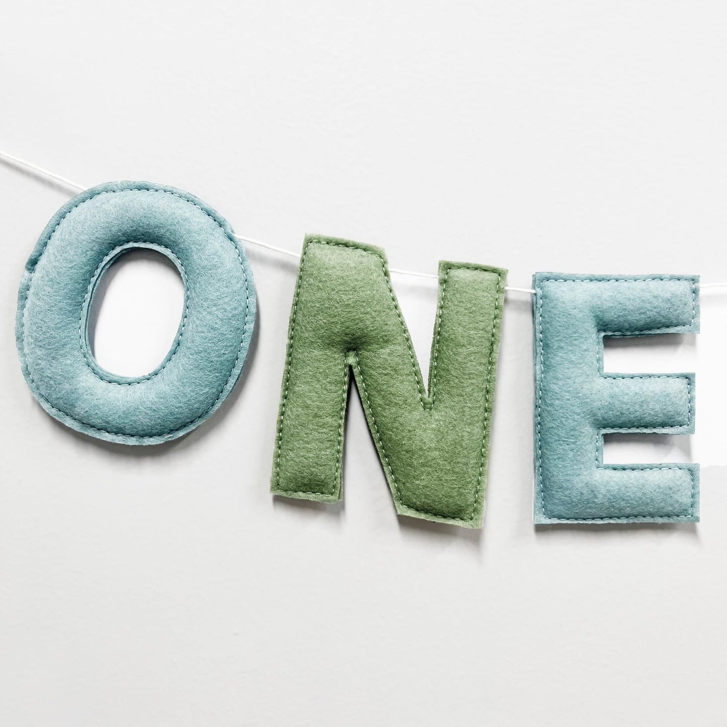 One Silly Goose Birthday Decorations Sage Green Dusty Blue Felt Handmade Pre-Strung 3d Goose 1st Bday Banner for Baby First Birthday Party Decorations Nursery Home Wall Fireplace Decor