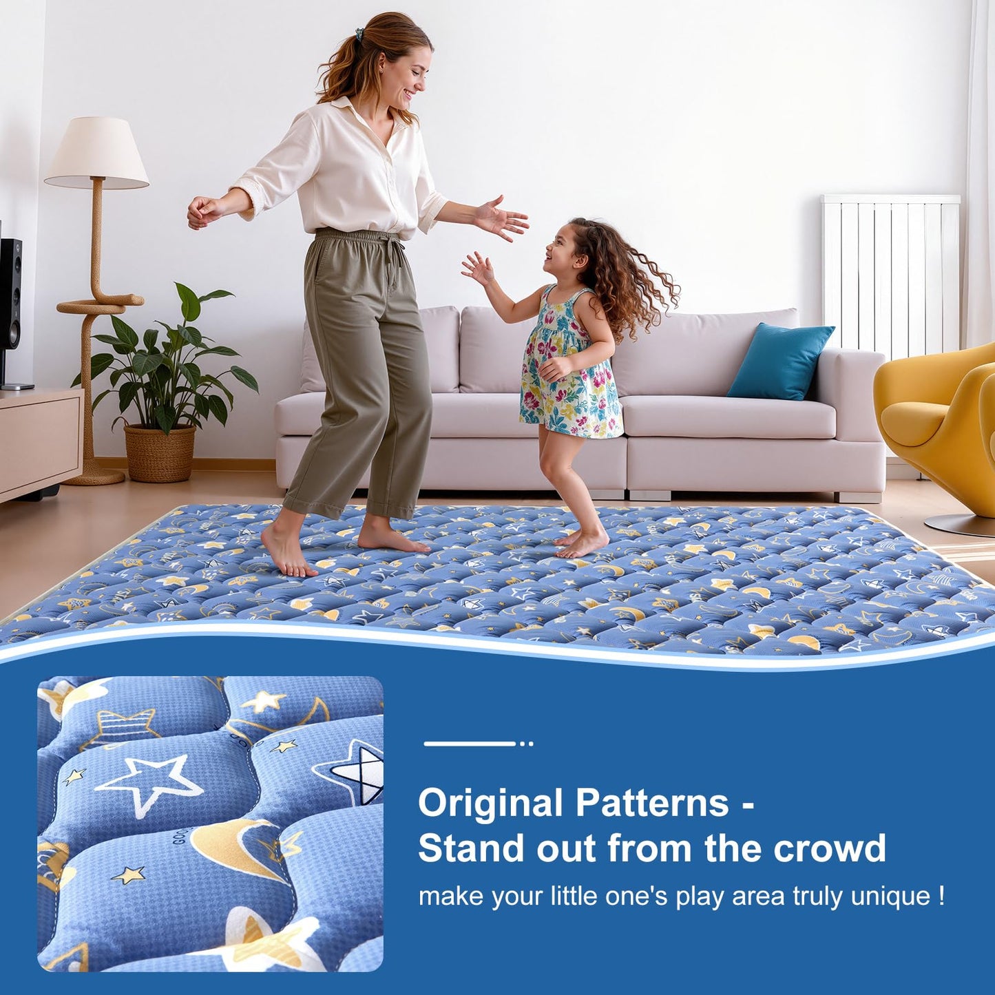 Odorless Premium Foam Baby Play Mat 71" X 59", Extra Large Activity Playmats for Babies,Toddlers, Infants, Soft Thicker Baby Mat for Floor, Play & Tummy Time, Machine Washable for Easy Care