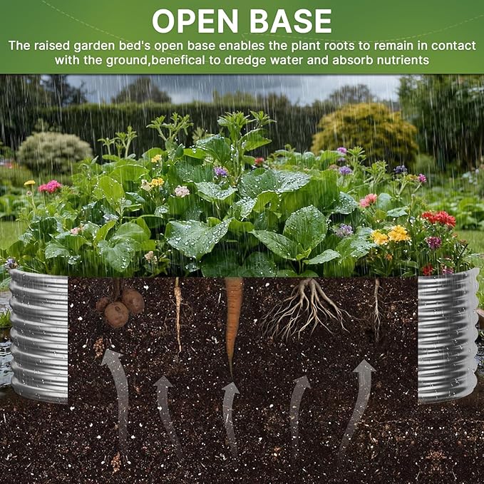 2 PCS Tall 8x3ft Galvanized Raised Garden Bed Outdoor, Metal Garden Bed for Vegetables, Above Ground Garden Box for Flower, Steel Raised Beds for Gardening
