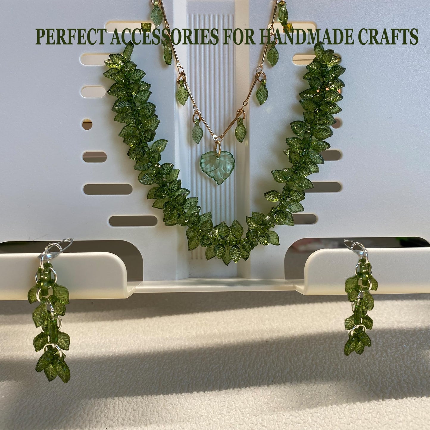 Green Acrylic Leaf Beads 400PCS – Transparent Leaf Charms for Jewelry Making, Acrylic Plant Beads for Earrings, Bracelets & Necklaces (Mixed Styles)