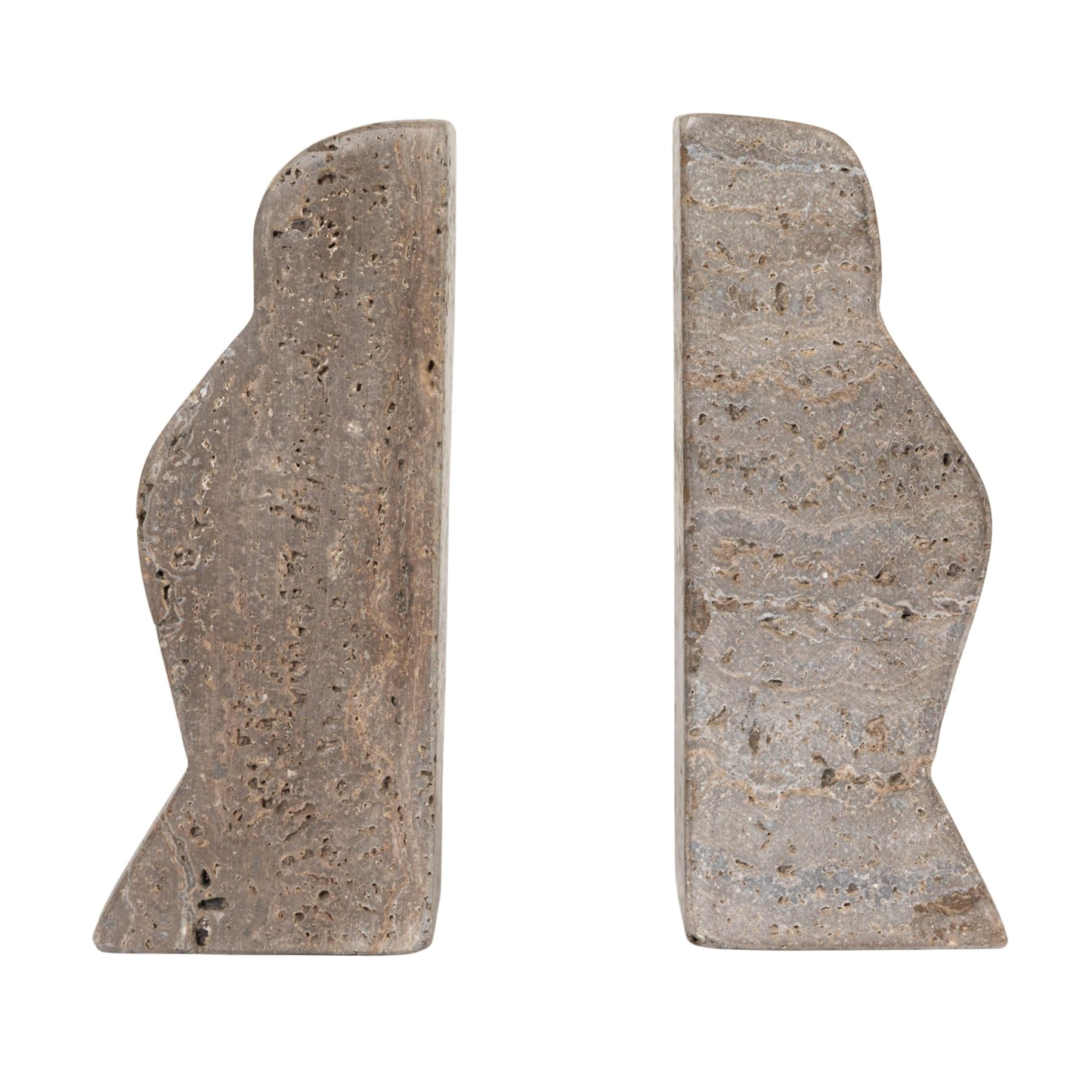 Creative Co-Op Decorative Travertine Wave Bookends, Grey
