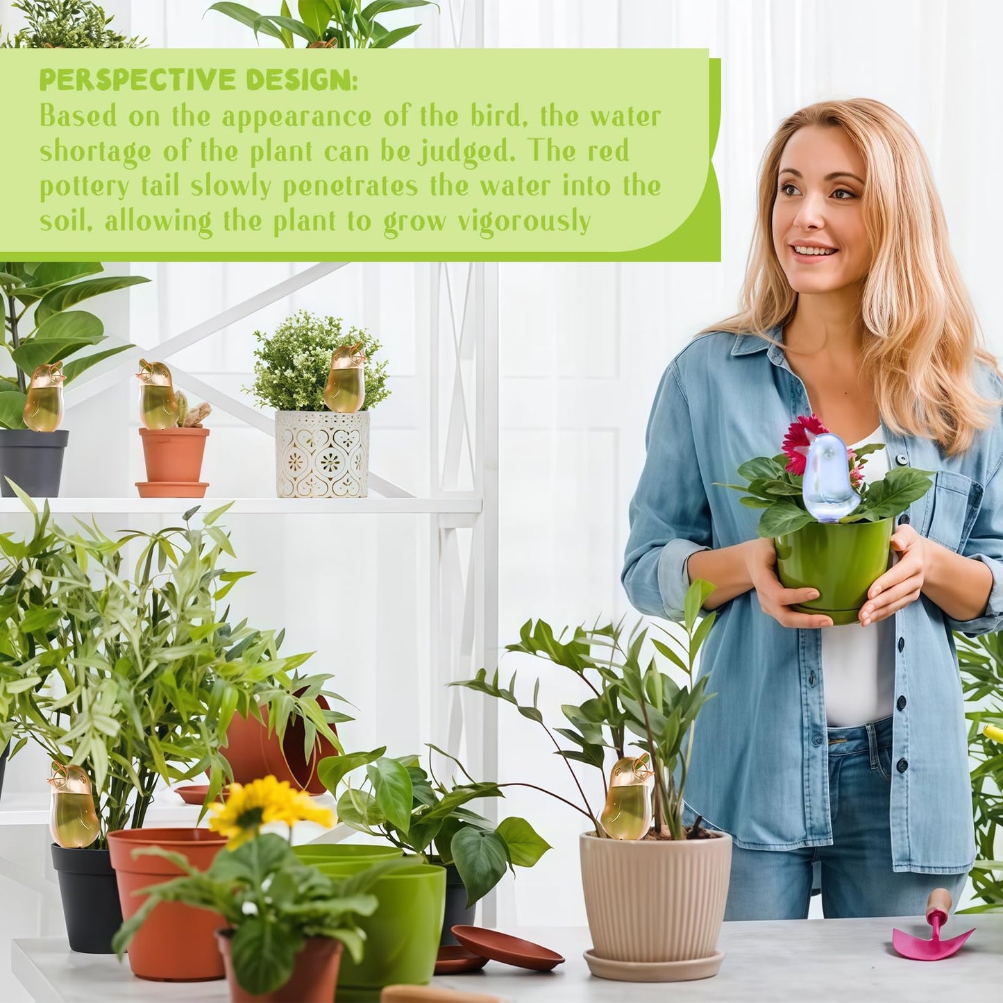 6 Pcs Self Watering Spikes, Indoor Plant Globes - Automatic Irrigation System