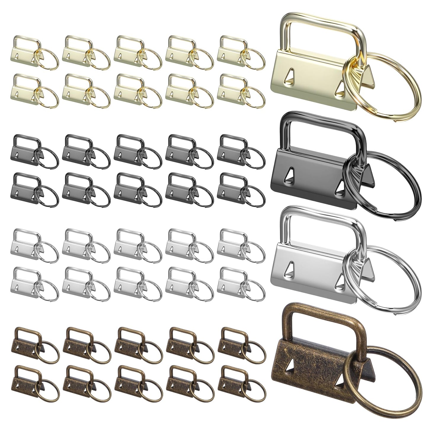Kifmurase 40 PCS Key Fob Hardware 1 Inch Keychain Hardware Set with Split Ring for Keychain Wristlet, Lanyard, Crafts DIY Supplies for Gift(4 Colors)