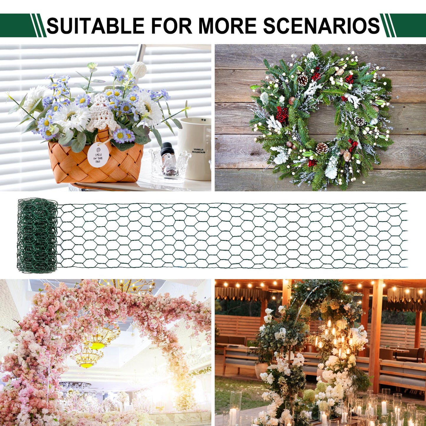 Floral Wire Netting, 4 x 118 Inch Mesh Netting with Plier, Protect Plant & Decorate Flower Arch, DIY Craft