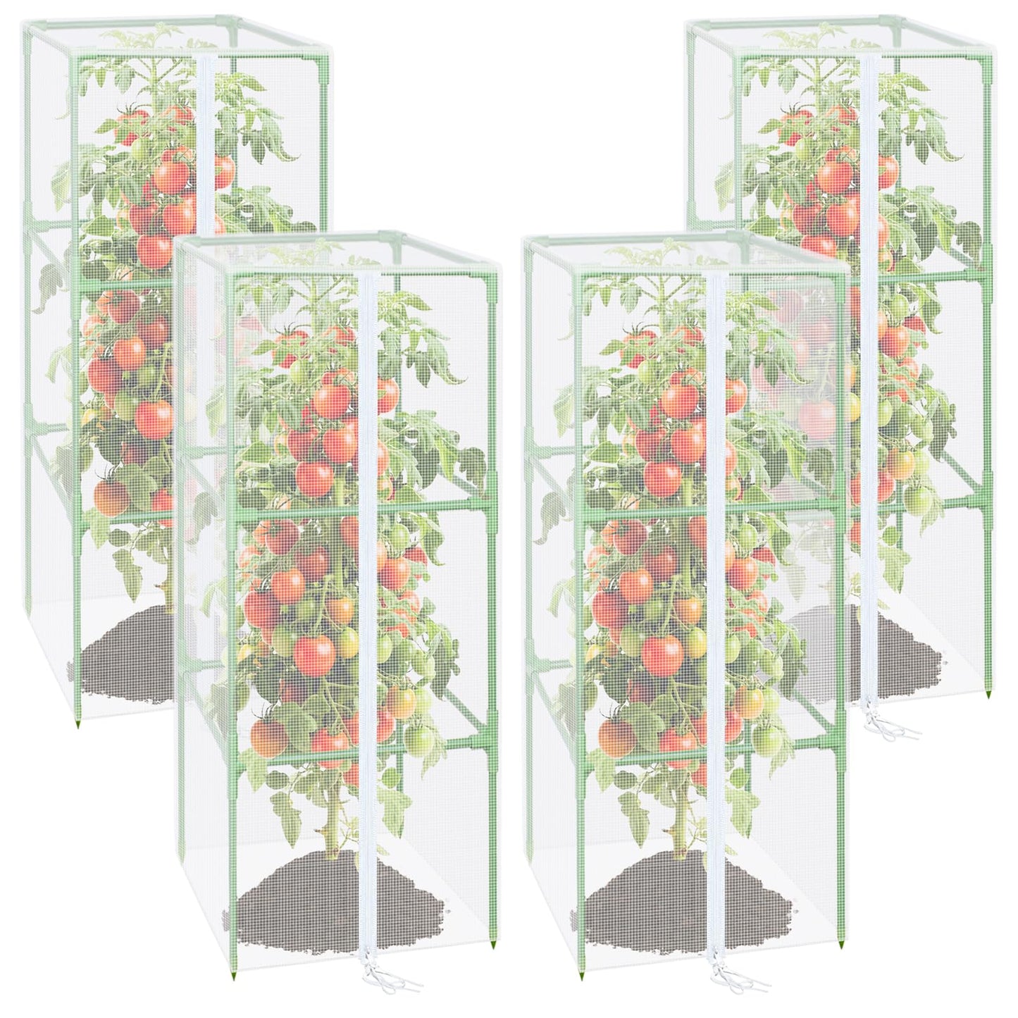ZeeDix 43.3" x 16.1" Garden Bird Netting for Square Tomato Cage, 4 Pack Garden Mesh Barrier, Plant Covers Protect Tomatoes, Vegetables, Blueberry Bush from Birds & Pests