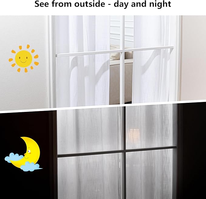 MYSKY HOME White Curtains 80 Inch Length 2 Panels Set, Semi Sheer Cotton Blend Soft Touch Light Filtering Drapes for Doorways Sliding Glass Door, 50" Wide per Panel, White, 2 PCs