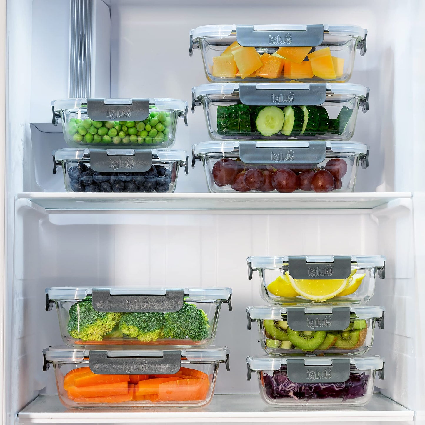 Igluu Meal Prep Glass Containers with Lids (10 Pack) – Airtight & BPA-Free – Oven, Microwave, Freezer & Dishwasher Safe – 12.5oz/35.5oz – Durable Borosilicate Glass