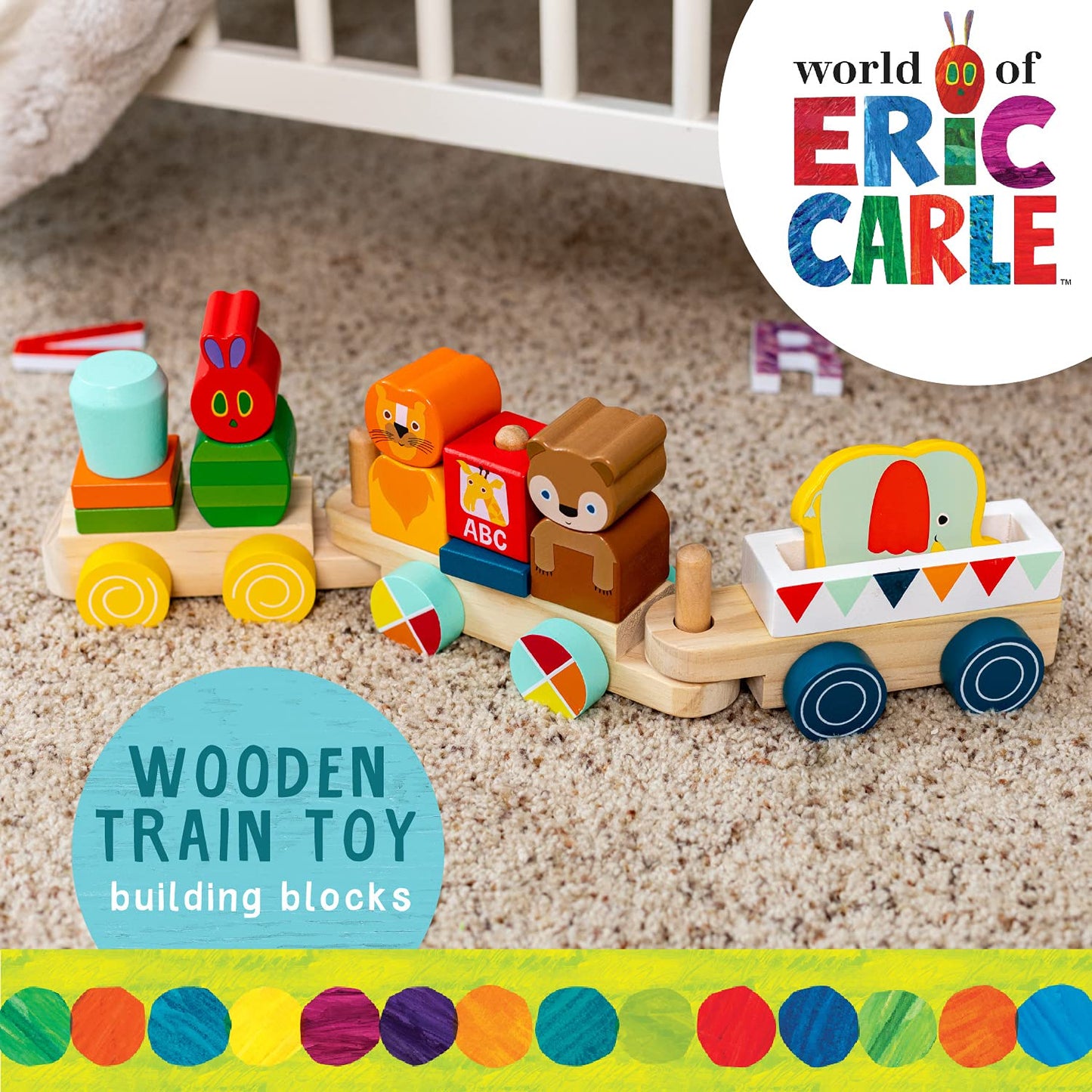 Kids Preferred World of Eric Carle The Very Hungry Caterpillar Wooden Train Set, 12 Pieces