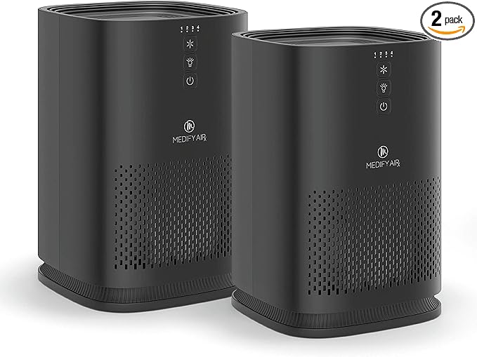 Medify MA-14 Air Purifier with True HEPA H13 Filter | 428 ft² per Hour for Smoke, Odors, Pollen, Pets |Removal to 0.1 Microns | Black, 2-Pack
