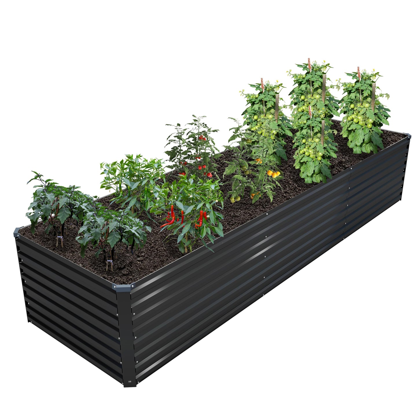 DIIYIV Galvanized Raised Garden Bed Kit Outdoor Patio,12x2x2ft Large Rectangular Metal Planter Boxes,Deep Root Box Planter for Gardening,Vegetables,Flowers,Herbs-Black