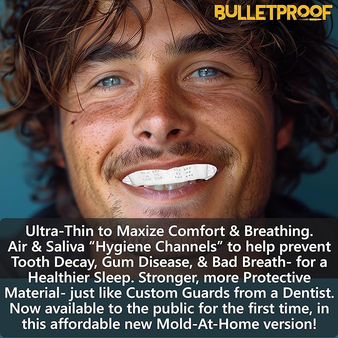 Night Guard BulletProof: World’s Thinnest Mouth Guard for Grinding Teeth at night. TMJ Bite Clenching Mouthguard for Sleeping. Women Men Nighttime Dental Bruxism Relief Nightguard for Sleep Adult Kids