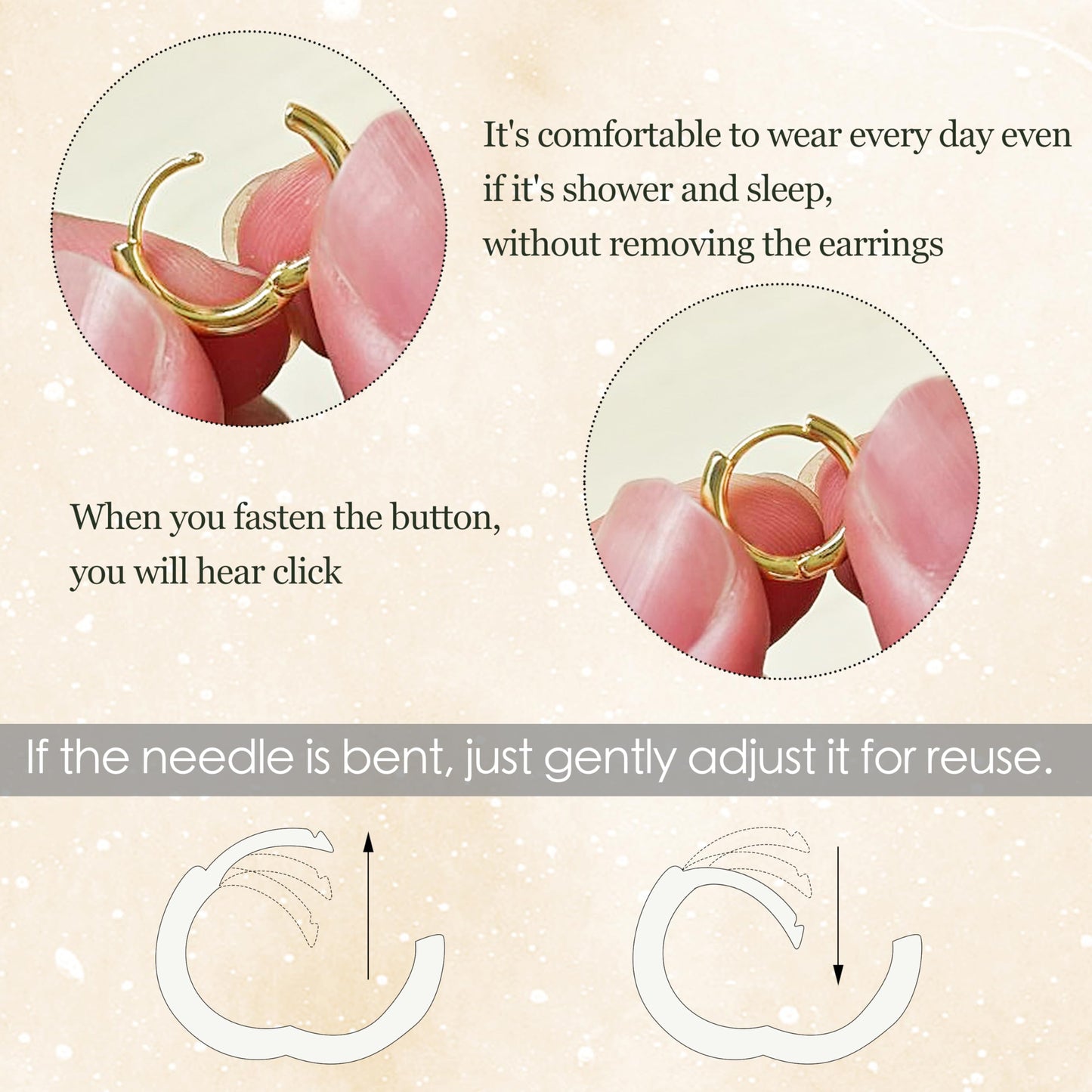 12mm Gold Plated Hoop Earrings Set for Men Gold Plated Stack Cartilage 3 hole Earrings for Multiple Double Piercing Lightweight Clip On Jewelry Gifts for Men