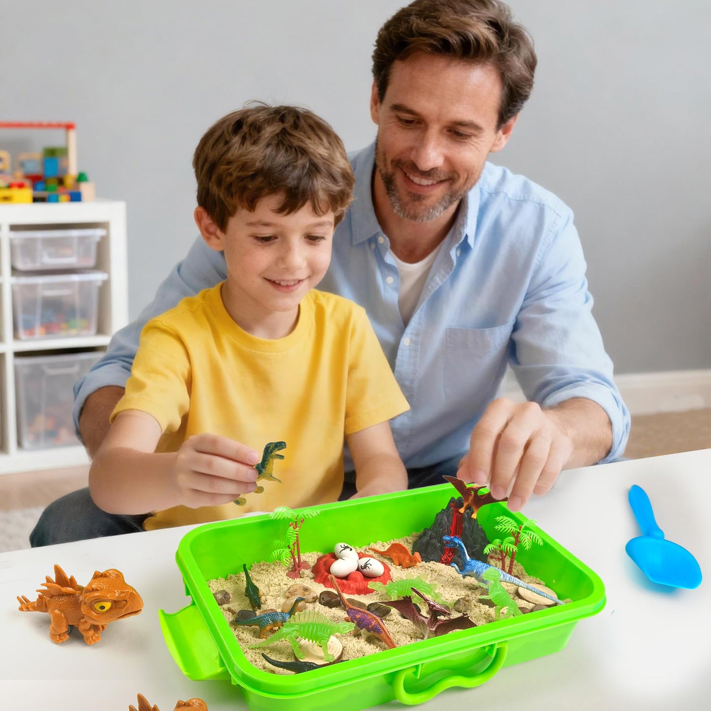 Carolart Dinosaur Sensory Bin,Dinosaur Toys for Toddler Boys and Girls,Include Glow in The Dark Dinosaur,Easy Storage Sensory Toys…