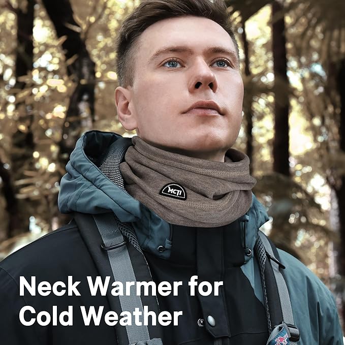 MCTi Neck Gaiter Warmer Winter Fleece Scarves Beanie Hat for Skiing Cycling Elastic Closure