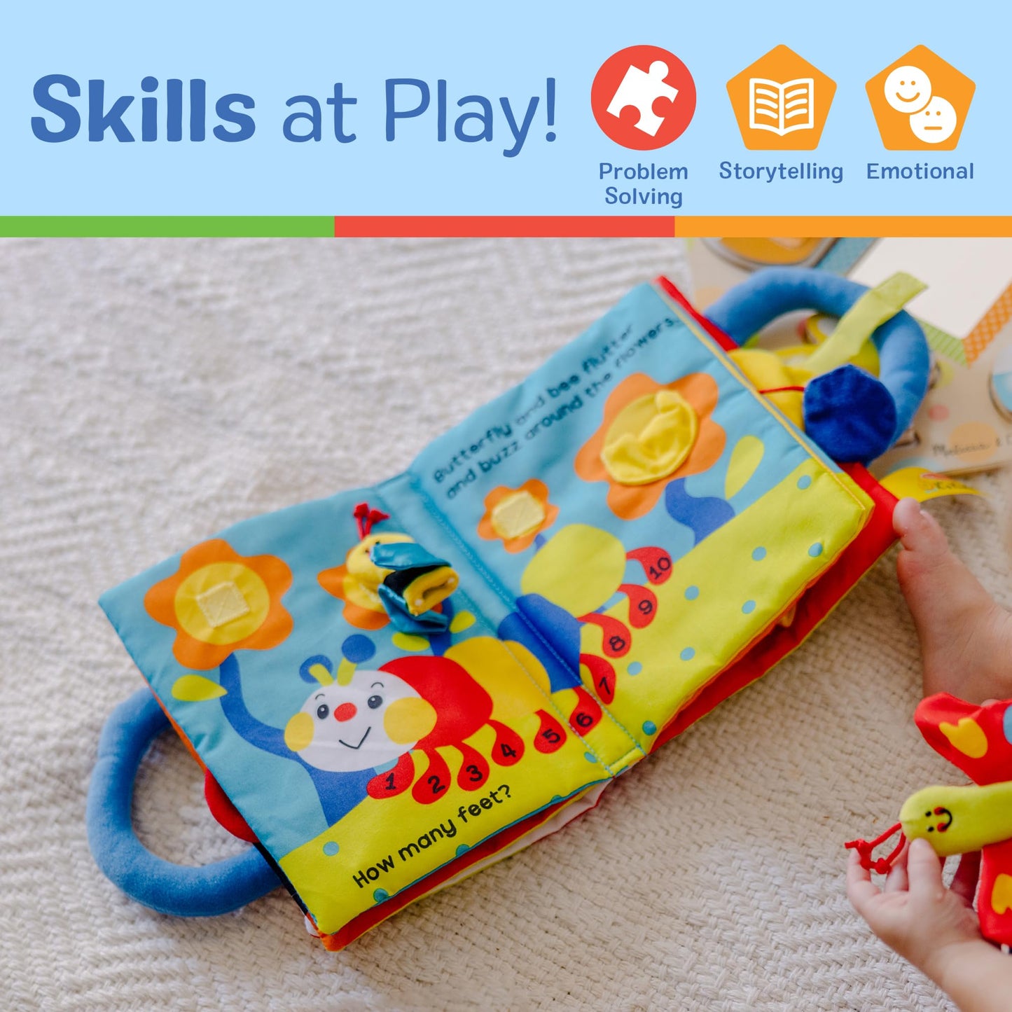 Melissa & Doug K’s Kids My First Activity Book 8-Page Soft Book for Babies and Toddlers Early Learning Developmental Plush Soft Activity for Babies and Toddlers