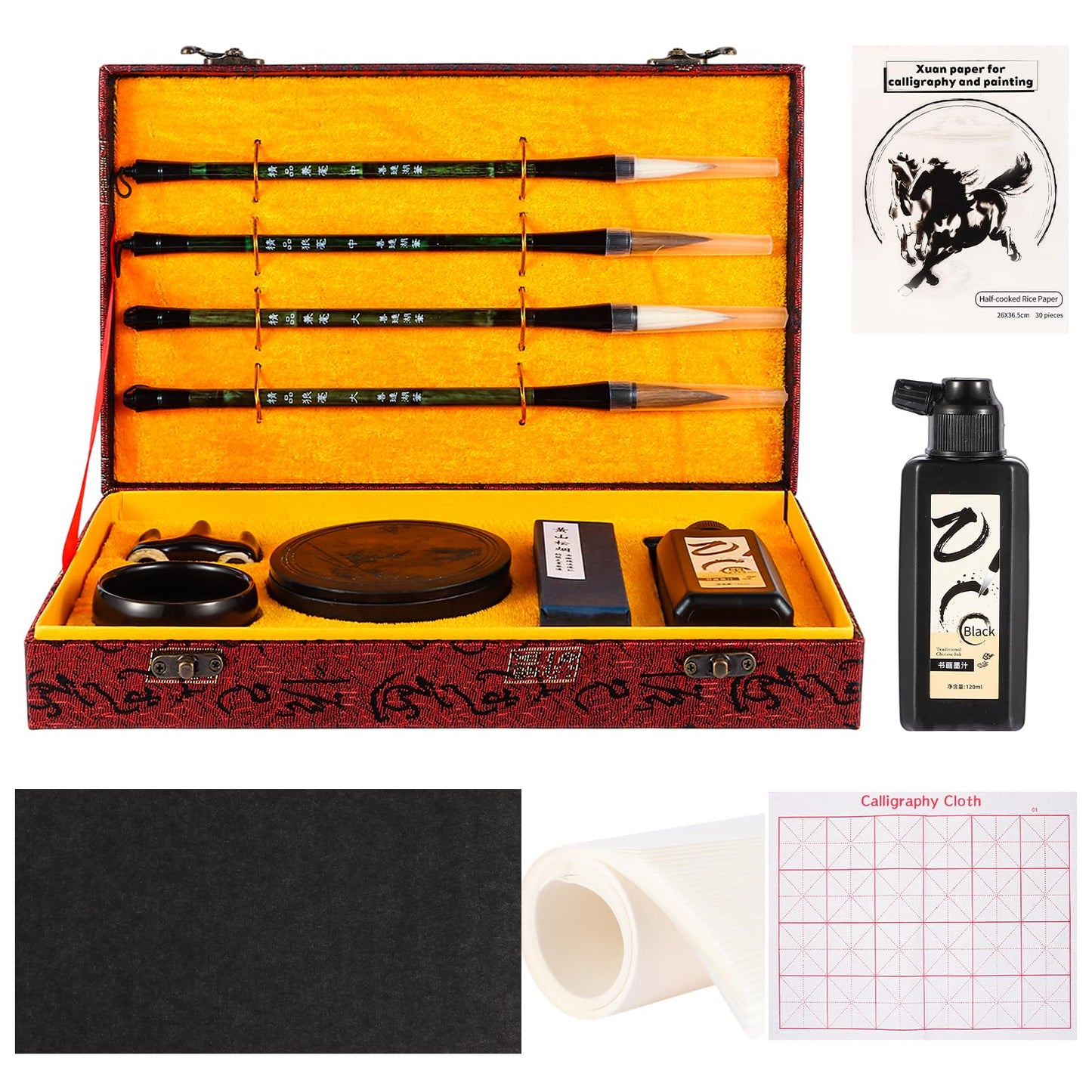 Corciosy Chinese Calligraphy Brushes Set,Professional Sumi Water Writing, Japanese Painting Set for Beginners