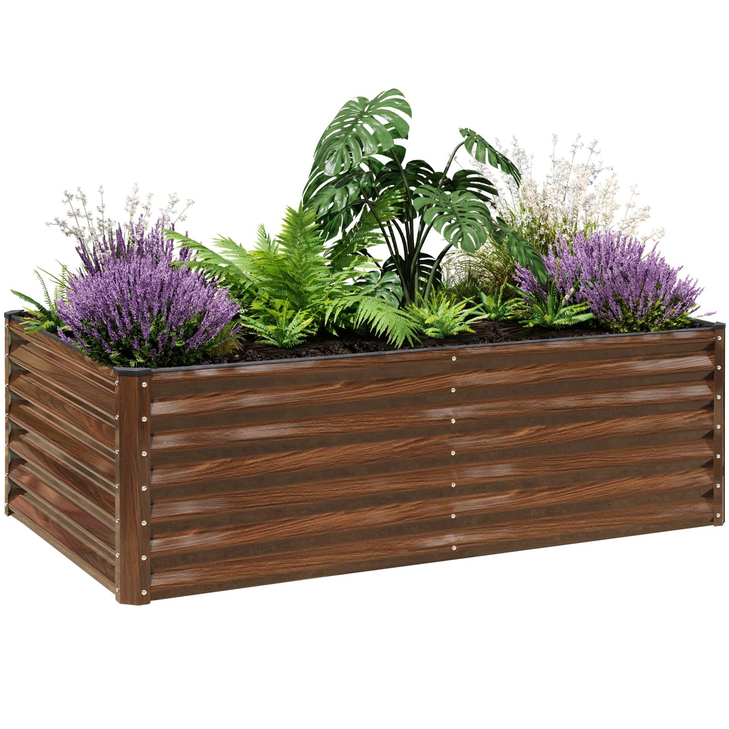 SnugNiture Galvanized Raised Garden Bed 6x3x2FT and 4x2x2FT Outdoor Large Metal Planter Box Steel Kit for Planting Vegetables, Flowers