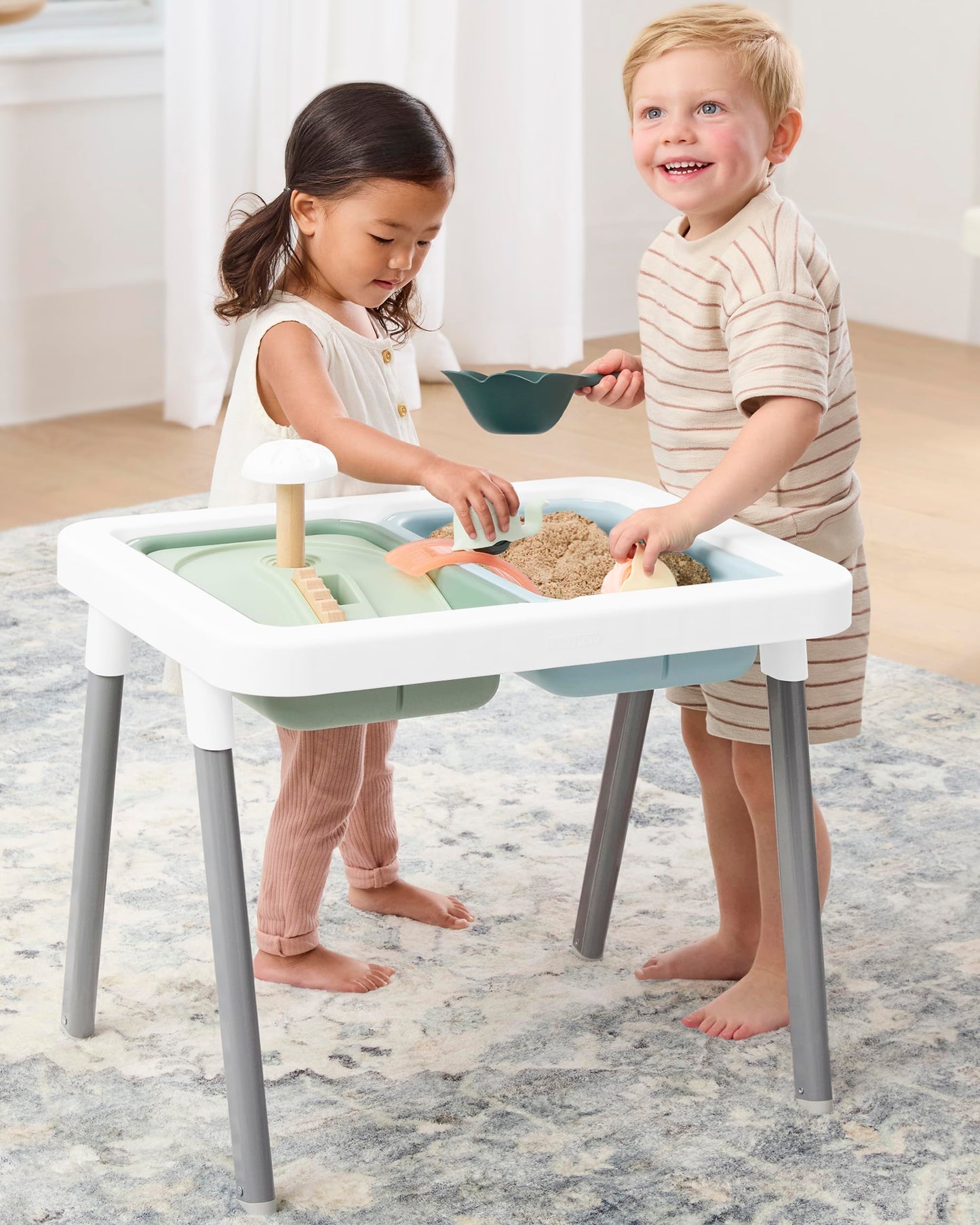 Skip Hop Discoverosity 3-in-1 Toddler Sensory Table with 13 Nature-Inspired Sensory Tools 8-Page Activity Guide 2 Bins and 2 Convertible lids, Age 18m+