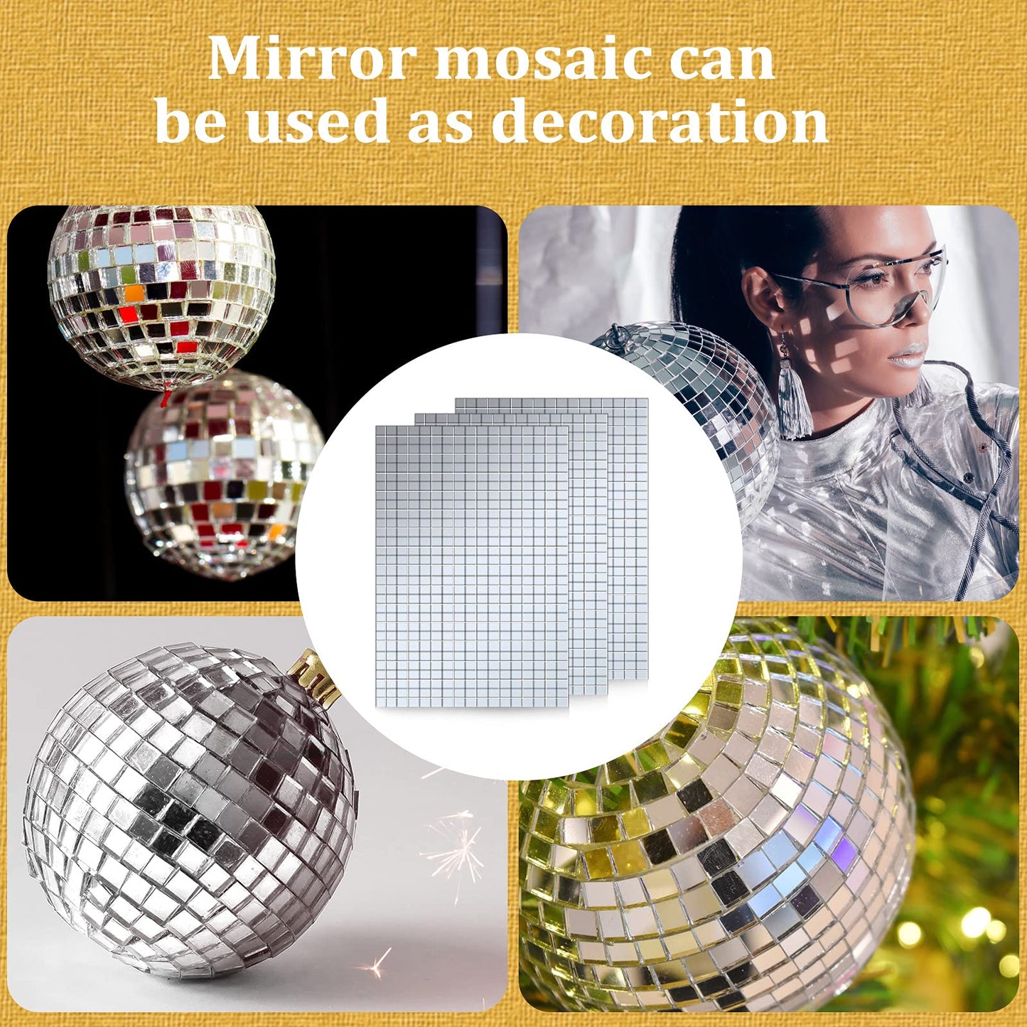 Self-Adhesive Disco Mirror Tiles Mosaic Tiles for DIY Craft Projects, 5 x 5 mm(Silver,7200 Pieces)