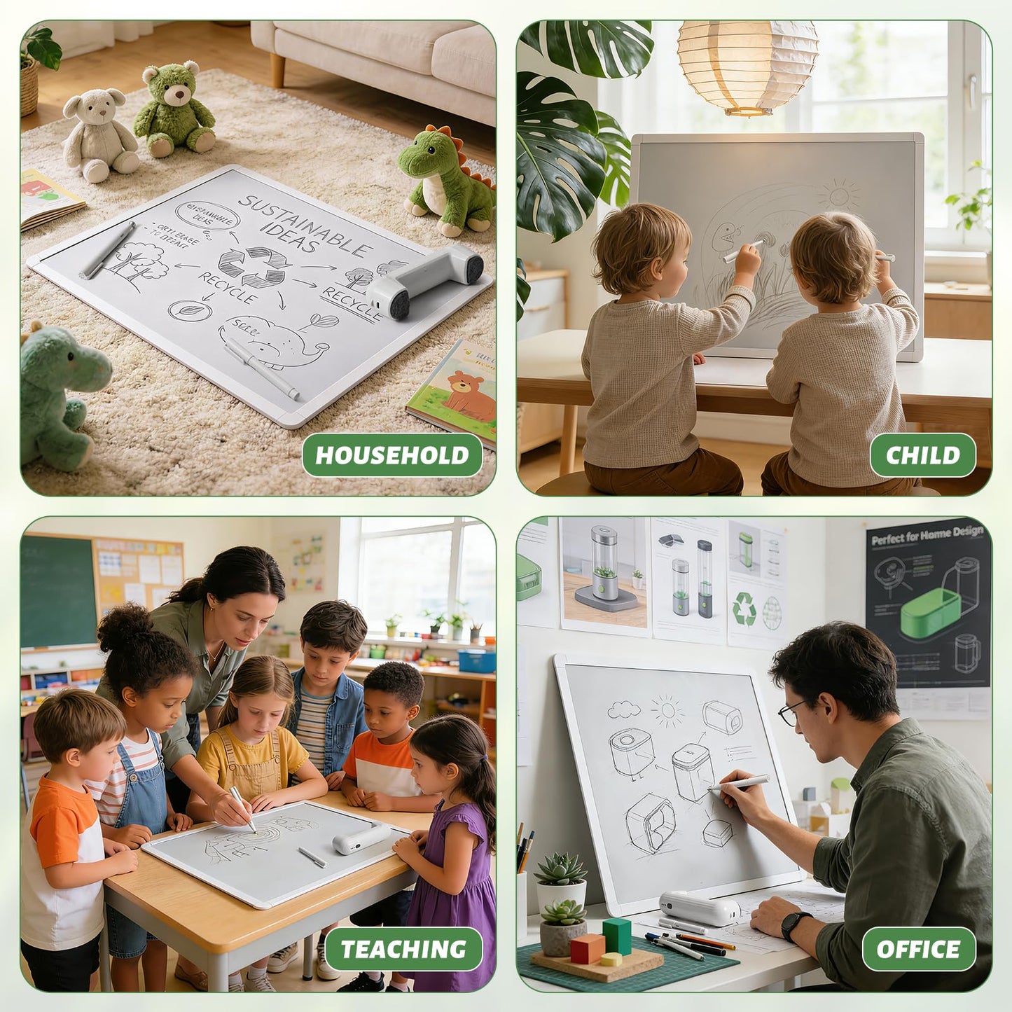 UNCLE BOARD 42 inch x 24 inch Magnetic Whiteboard for Wall – Nano Capsule Surface, Smooth Writing & Easy Erasing, Aluminum Frame, Hanging for Office School Home. Planning Drawing Memo Teaching.