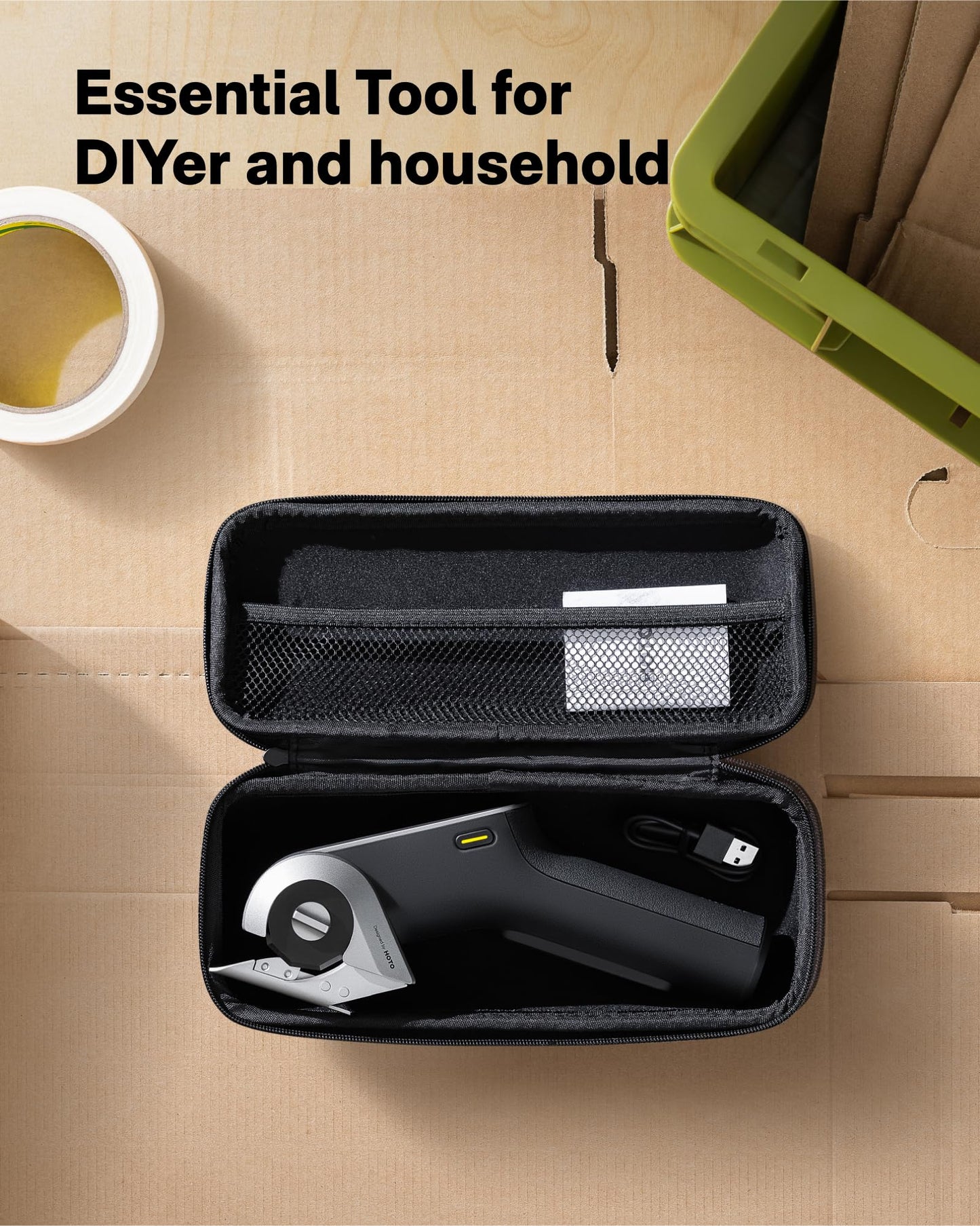 HOTO EdgeFlow Electric Cardboard Cutter, Dual-Mode Cordless Electric Scissors with Self-Sharpening Titanium Blade, LED Display & Tool-Free Blade Swap, for Cardboard, Fabric, Carpet, Leather DIY