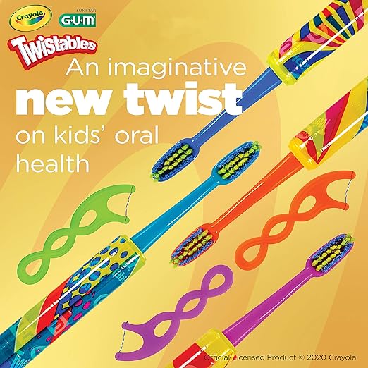 GUM Twistables Kids Flossers with Fluoride - Designed for Little Hands - Three Fun Fruit Flavors - Easy to Use Kids Floss Picks for Children Ages 3+, 90 Count (Pack of 2)