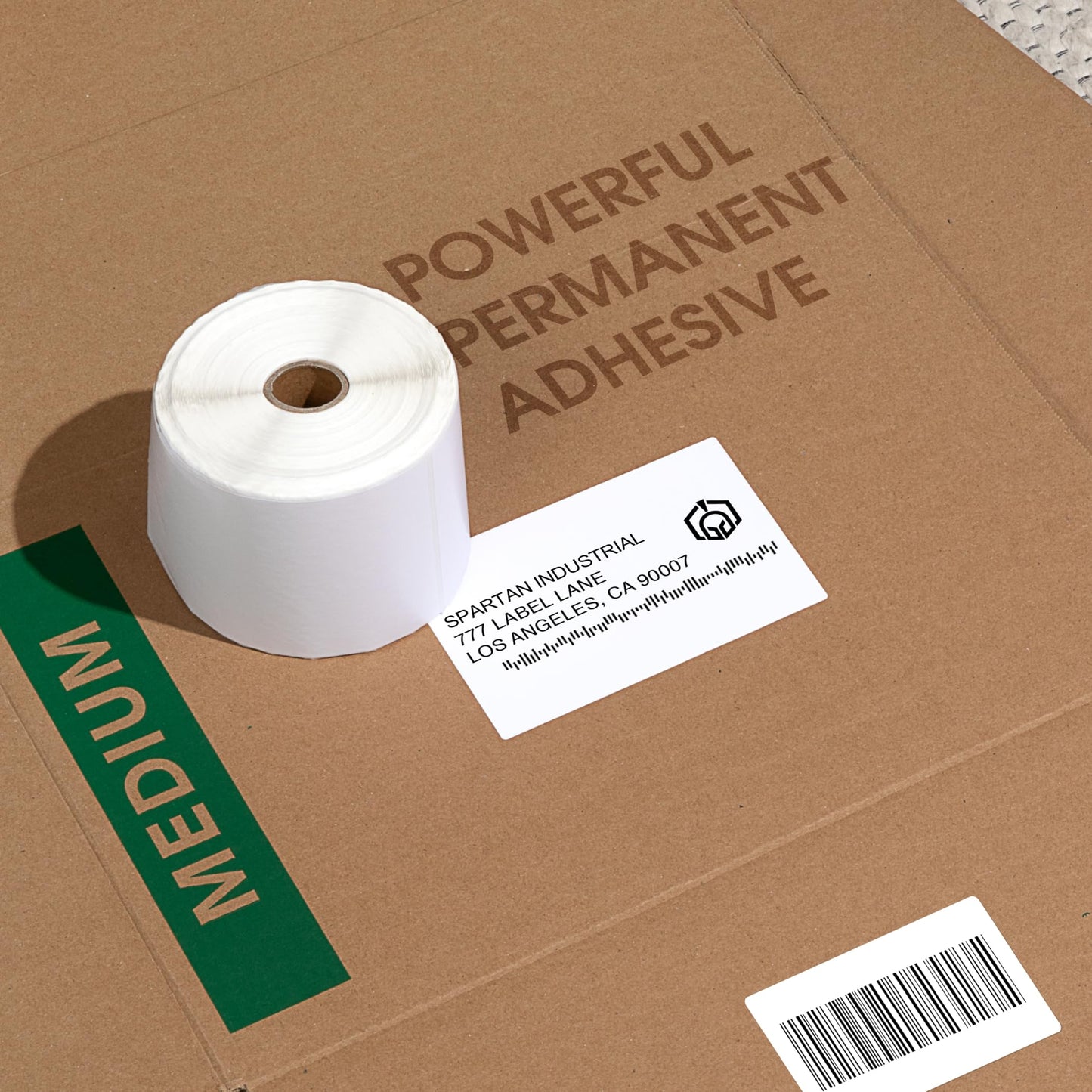Spartan Industrial - 2.25" X 1.25" Direct Thermal Labels (10 Rolls, 1000/Roll) Perforated Barcode Address Labels - Compatible with Rollo and Zebra Desktop Printers