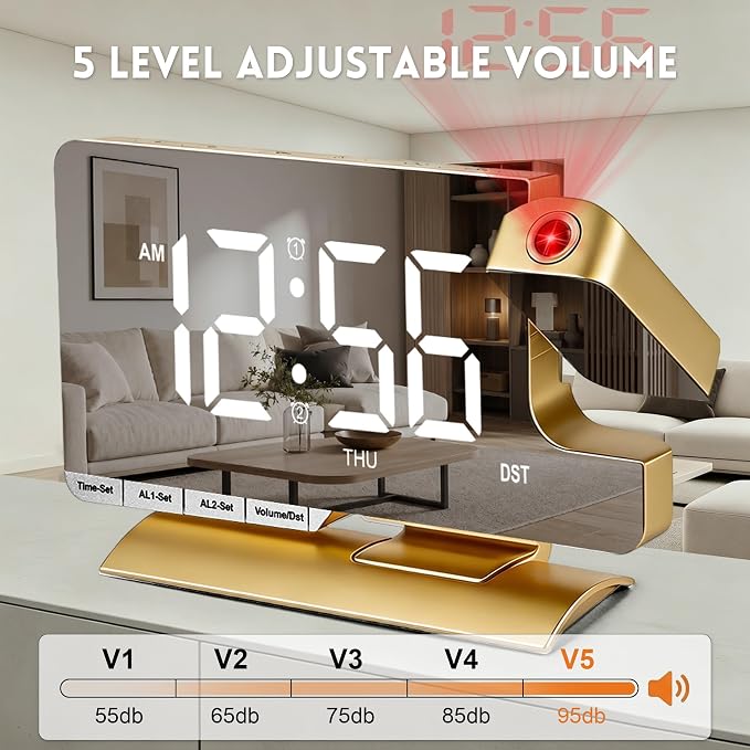 Projection Clock,Alarm Clocks for Bedrooms,Digital Bedside Clock