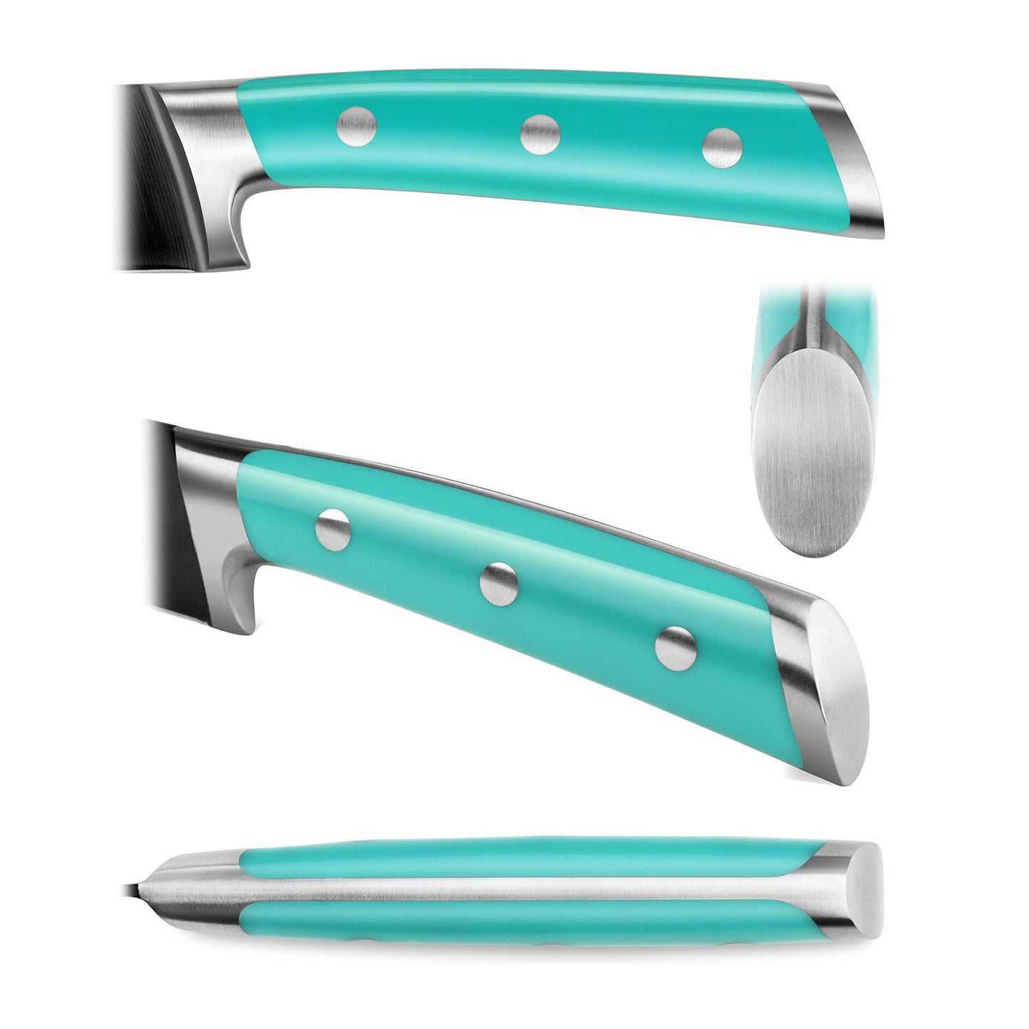 Cangshan S+ Series 1022117 German Steel Forged 2-Piece Titanium Coated Santoku Starter Knife Set with Sheaths, French Teal
