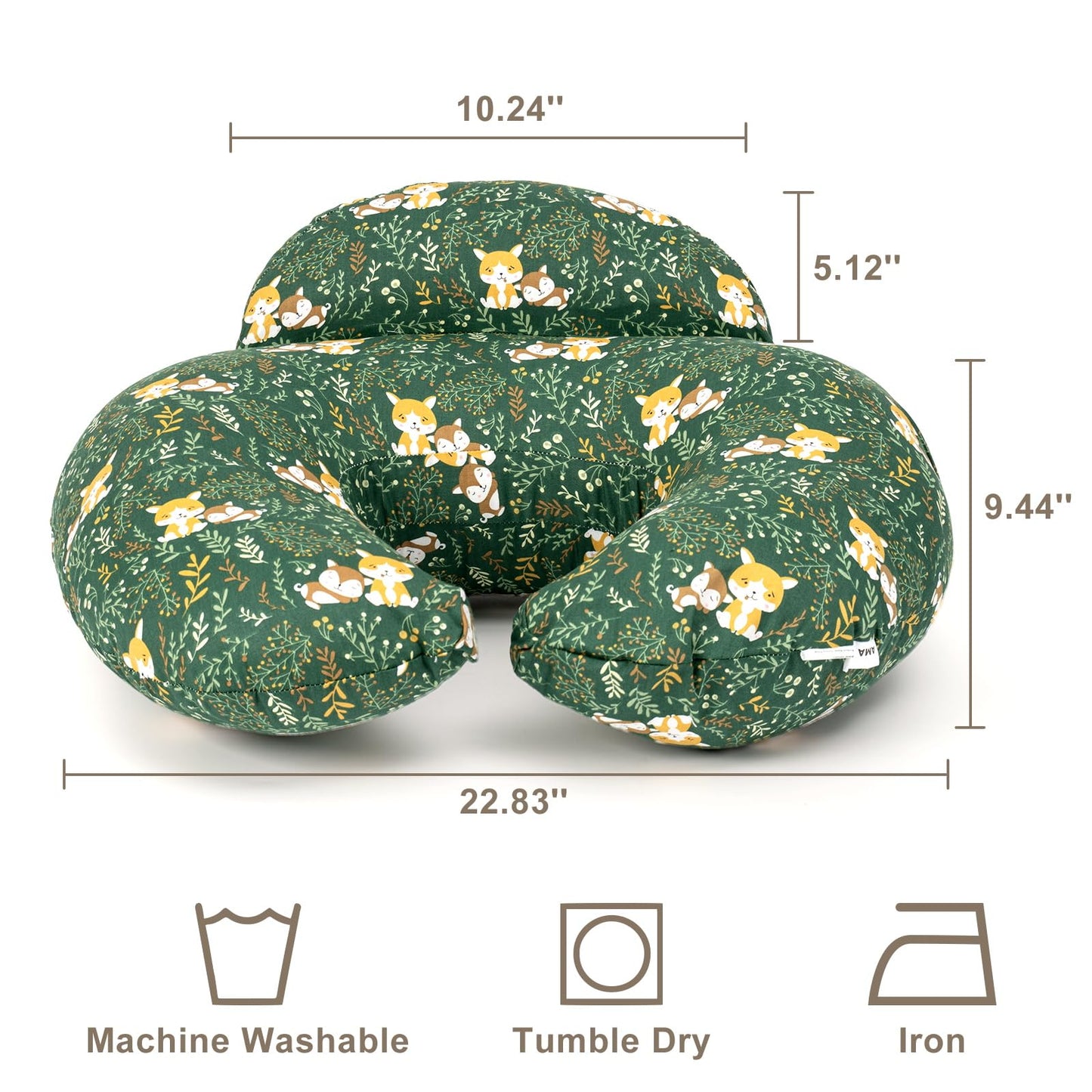 AMASKY Nursing Pillow for Breastfeeding, Animal Patterns Removable Cotton Cover, Support for Mom and Baby, Plus Size Ergonomic Design Breastfeeding Pillows, Machine Washable, Green, Pallet of Product