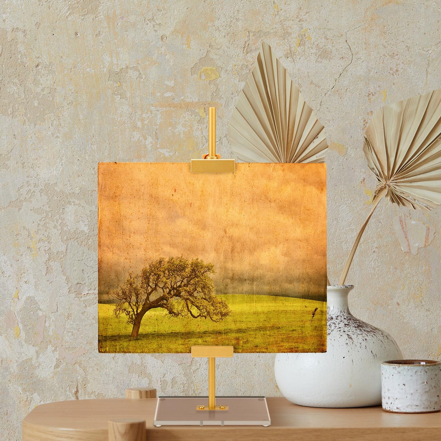 RattanView Adjustable Tabletop Easel Stand for Picture Frame up to 16.5" H Metal Gold Floating Picture Frame Stand Table Easels for Display for Signs Photos Art