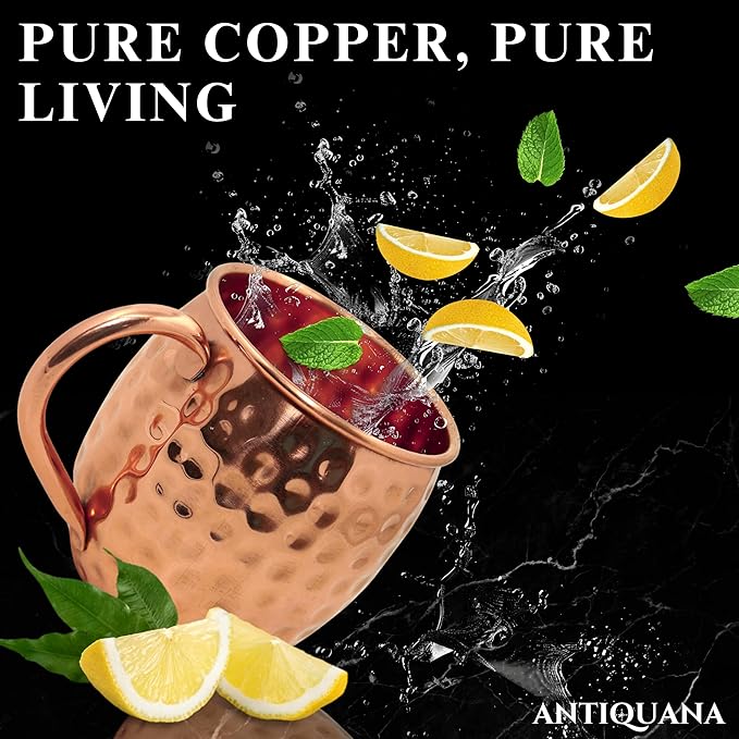 Moscow Mule Mugs - Set of 4-100% Pure Copper Mugs Large 16 oz - Premium Moscow Mule Cups Set of 4 - Solid Copper Cups Perfect Premium Gift