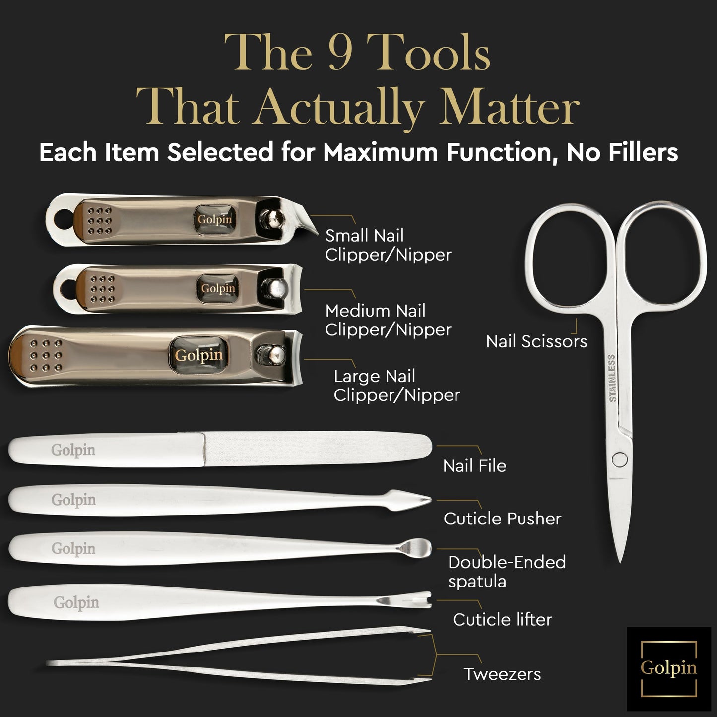 9 Pcs Manicure Set for Women Men & – Stainless Steel Manicure & Pedicure Kit with Travel Nail Grooming Case, Nail Clippers, Cuticle Tools – Gift-Ready Mens Manicure Kit & Womens Grooming Set
