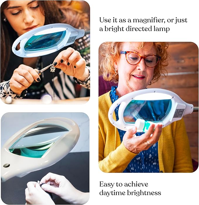 Brightech LightView Pro Magnifying Glass with Light and Stand, Magnifying Floor Lamp with Sturdy Weighted Base for Facials, Lash Estheticians, Bright LED Work Light for Sewing, Crafts