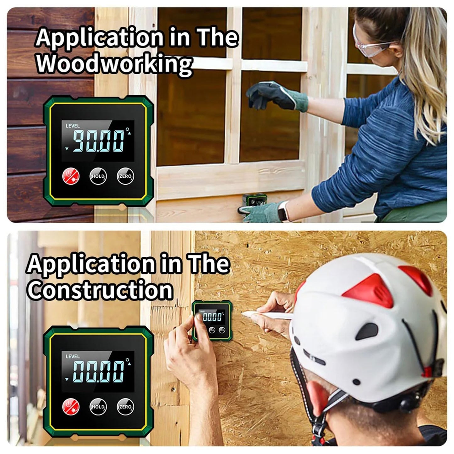 Laidawei Digital Angle Finder with Electronic Laser Level,Inclinometer- 4-side Strong Magnetic Angle Gauge, Protractor,Finder Measuring Tool for Woodworking (Laser Level is Class II,Output<5mW)