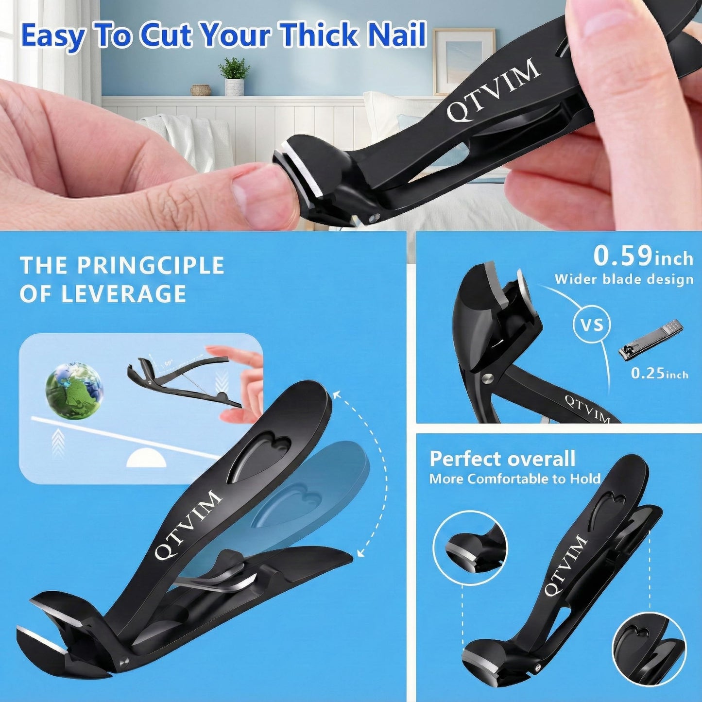 Toenail Clippers for Thick Nails for Men Seniors|3 Pack Ergonomic Long Handle Angled Head Toe Nail Clippers with Catcher|Premium Steel Wide Opening Fingernail Clipper-Heavy Duty Nail Clipper for women