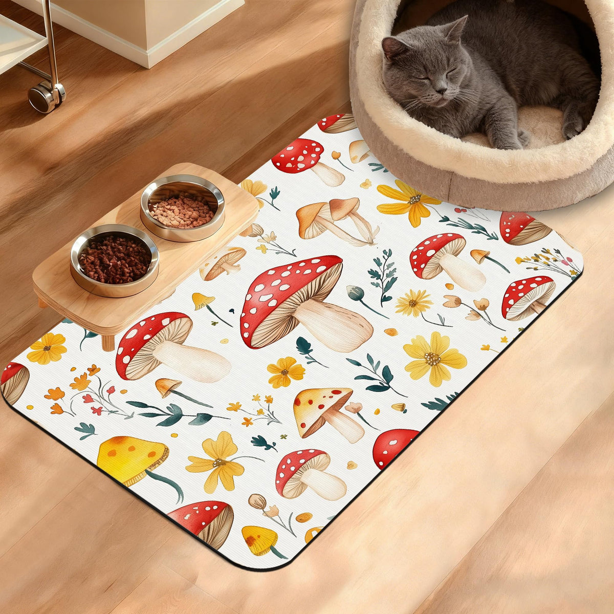 Tropical Palm Dog Food Mat,Exotic Leaves Floral Absorbent Pet Feeding Mat for Food and Water Bowl,Quick Dry Dog Placemat Non Slip Rubber Backing Waterproof Pet Supplies 16" x 24"