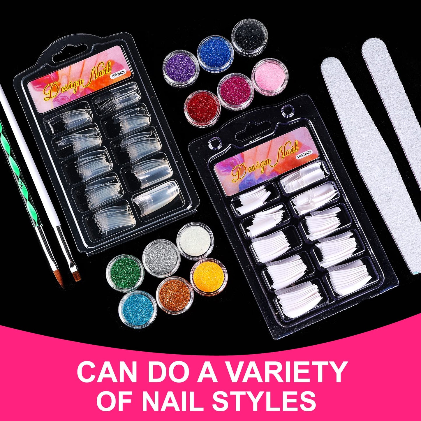 BLIFF Acrylic Nail Kit for Beginners with Everything Professional, 12 Glitter Acrylic Powder Women Nail Art Gifts DIY Decoration Tool