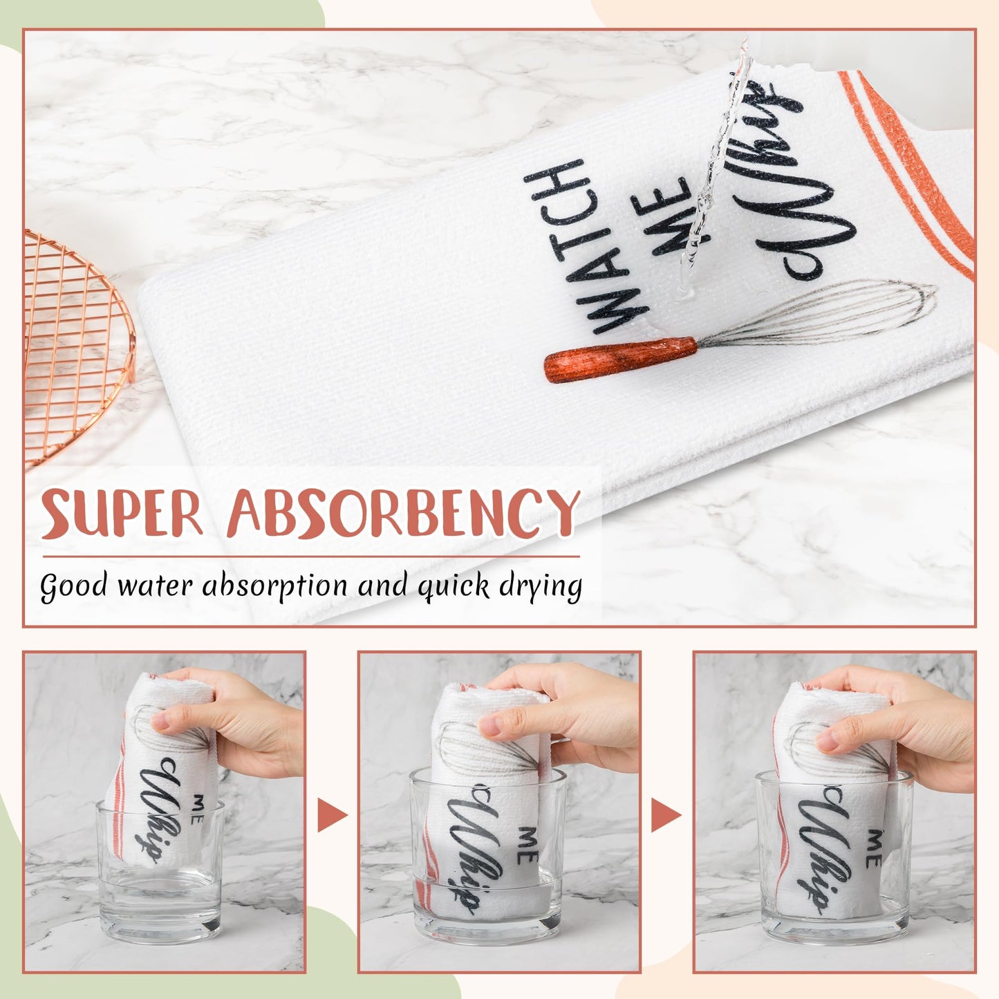 R HORSE 5Pcs Kitchen Dish Towel Funny Cookware Kitchen Dishcloth Absorbent Utensils Themed Cleaning Dishcloth Bar Hand Towel Gift for Baking Lover Mom Women Housewarming New Home