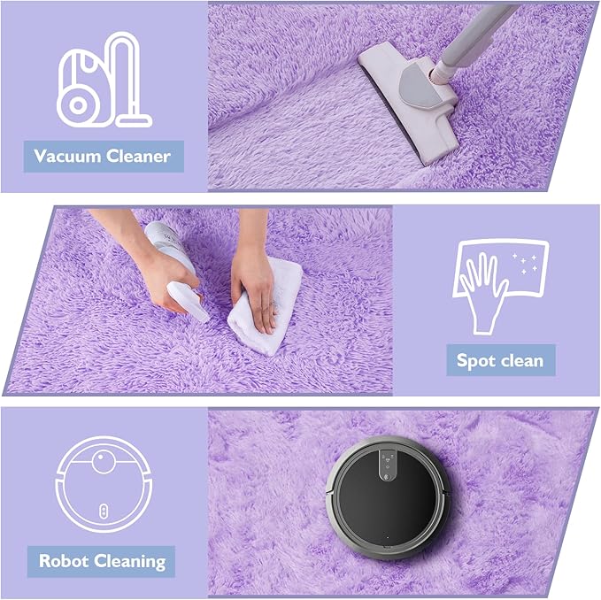yulidayang Purple Fluffy Round Area Rugs for Bedroom,3'X3'Shag Circle Area Rugs for Girls Room,Non Slip Fuzzy Plush Rug for Kids Room Living Room and Dorm Home Decor Rug