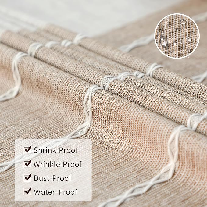 Deep Dream Tablecloths, Waterproof Table Cloth, Linens Wrinkle Free Anti-Fading, Rustic Table Cover Decoration for Kitchen Dinning Christmas(Rectangle/Oblong, 55''x140'',12-14 Seats, Light Coffee)