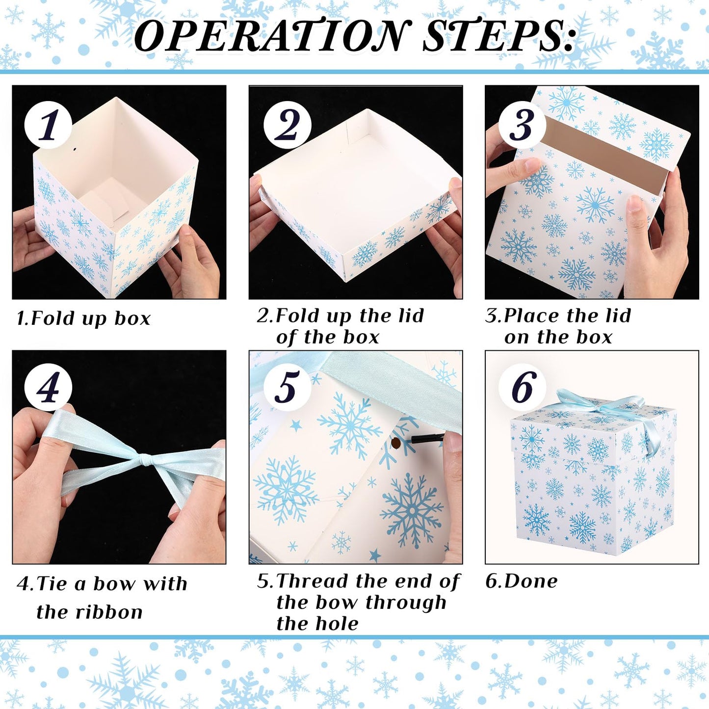 Zhanmai 3 Pcs Christmas Nesting Gift Boxes Snowflake Stackable Boxes Christmas Decorative Boxes with Lids for Present Wrapping Xmas Winter New Year Holiday Party Decor Supplies Favor(White and Blue)