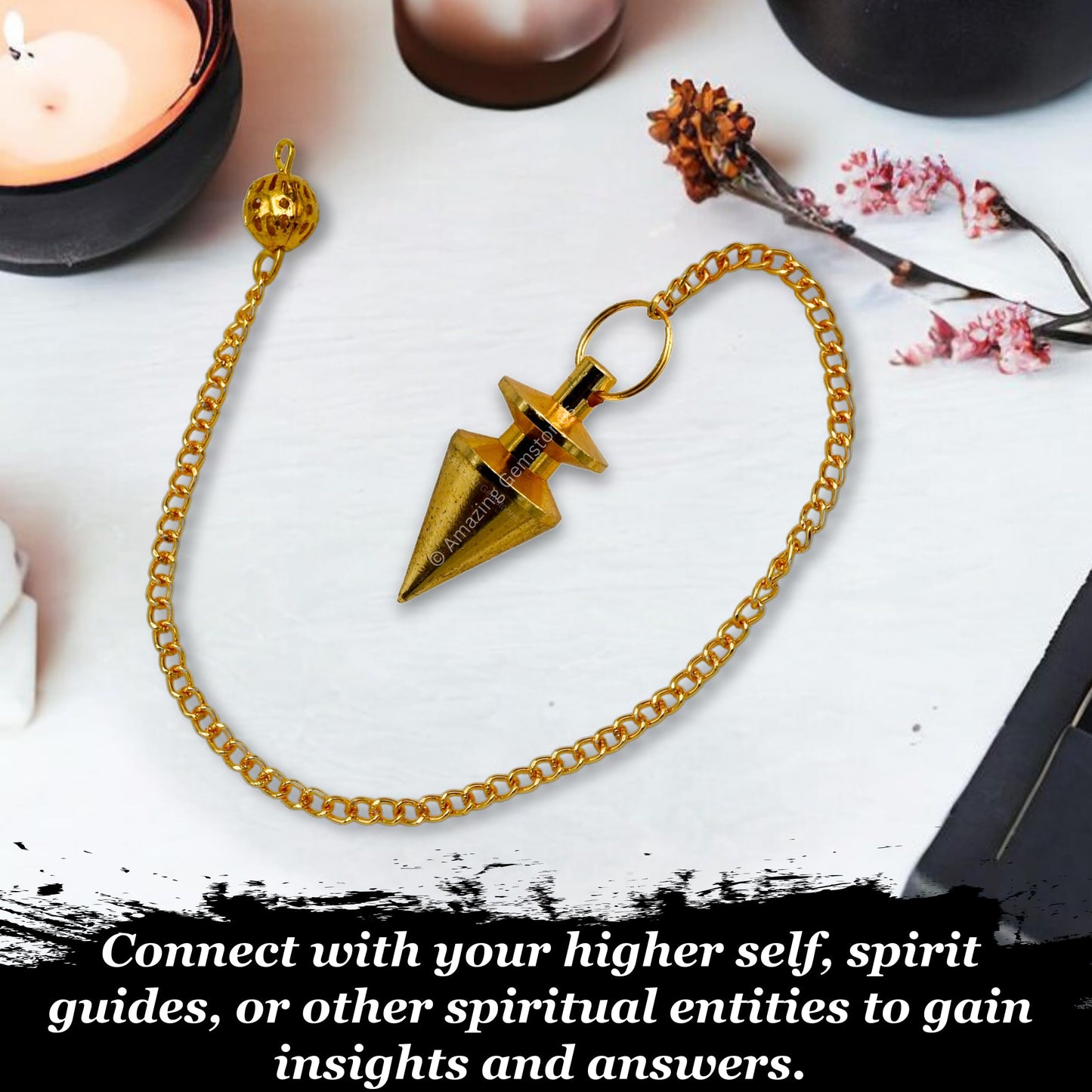 Amazing Gemstone Healing Metal Pendulums for Divination, Gold Cone Steel Copper Pendulum High Energy Pendulo de Bronce Pendulos de Mesa MP4