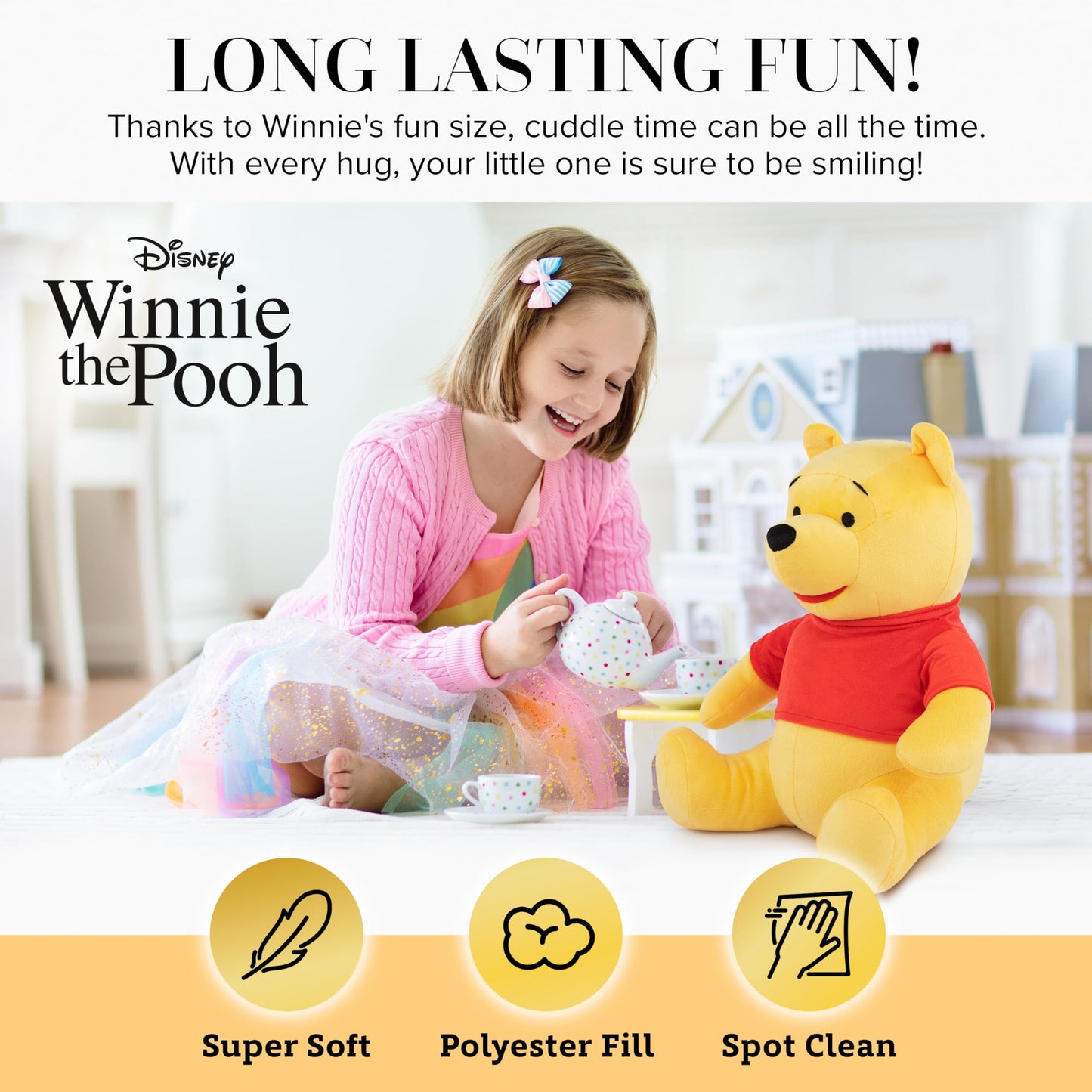 Jay Franco Disney Winnie The Pooh Pillow Buddy - Super Soft Polyester Microfiber, 16 inches (Official Disney Product)