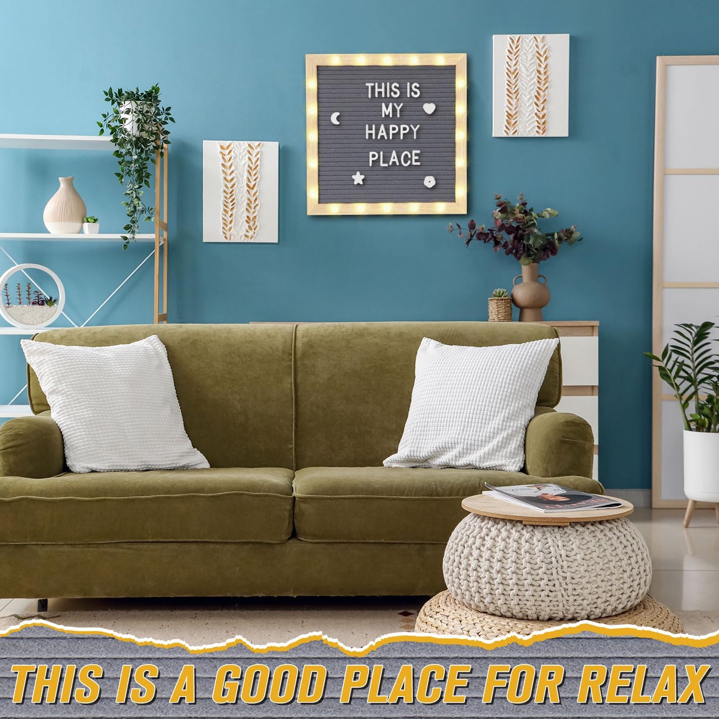 wearage 10x 10 Inch Changeable Felt Letter Board with LED Lights, Message Custom Felt Letter Board with Wooden Stand and 300 Letters for Pregnancy Announcement Classroom Decor Poster (Grey)
