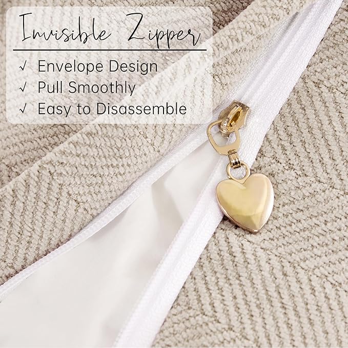ZWJD Beige Pillow Covers 24x24 Set of 2 Chenille Throw Pillow Covers with Elegant Design Soft and Luxurious Decorative Throw Pillows for Couch, Bed, and Home Decor