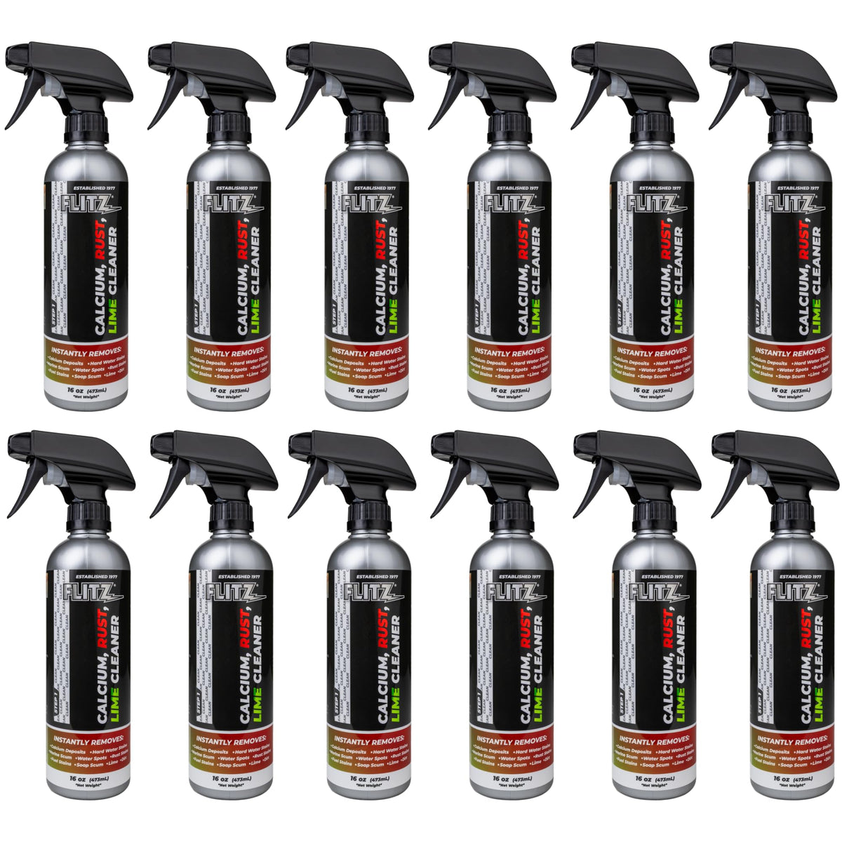 Calcium, Rust, & Lime Remover - 16oz Bottle of USA-Made Limescale Remover for Toilets, Showers, and More - Powerful Spray that Instantly Eliminates Tarnish, Grease, and Other Grime (12 Pack) (192 Fl Oz)