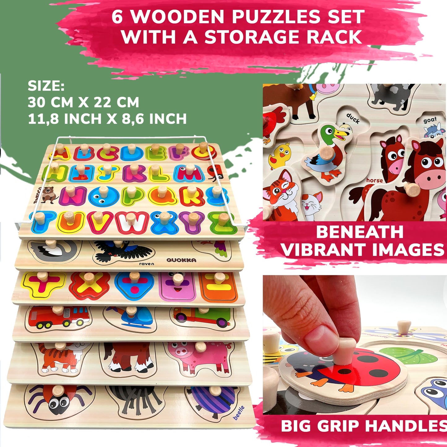 QUOKKA Wooden Blocks & Puzzles for Toddlers