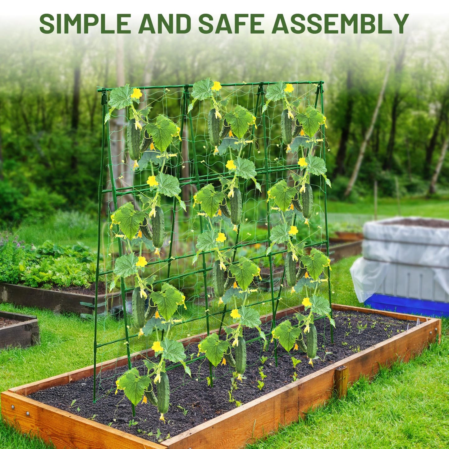 PHENEAHILL Compact A-Frame Plant Trellis for Peas, Beans & Small Climbing Plants - Rust-Resistant, Easy to Assemble, Lightweight Steel, Ideal for Raised Beds & Container Gardens(31" W x 47" H)